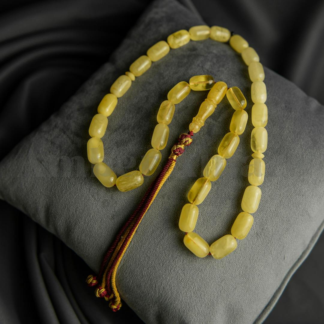 Natural Amber Beads Rosary made 33 beads 18x11mm Islamic Misbaha 58.6 gram
