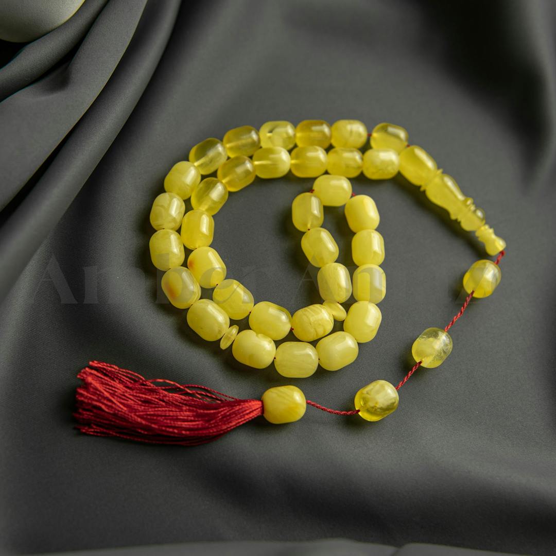Natural Amber Rosary Box Shape 35 Beads 25.2gr كهرمان مسبحة